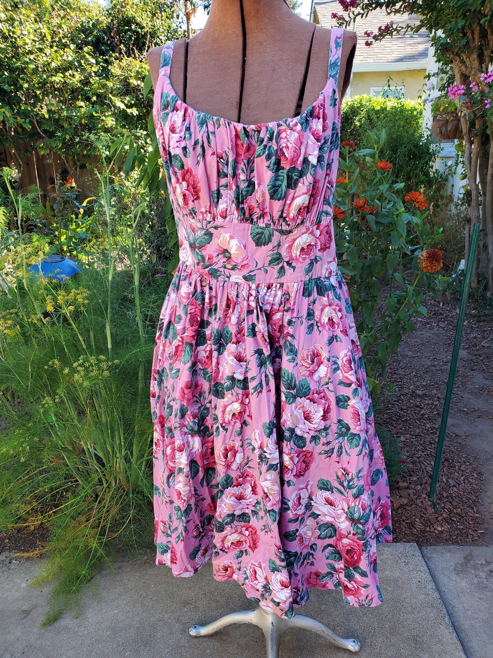 Vixen by Micheline Pitt Pink Rose Print Midi Dress